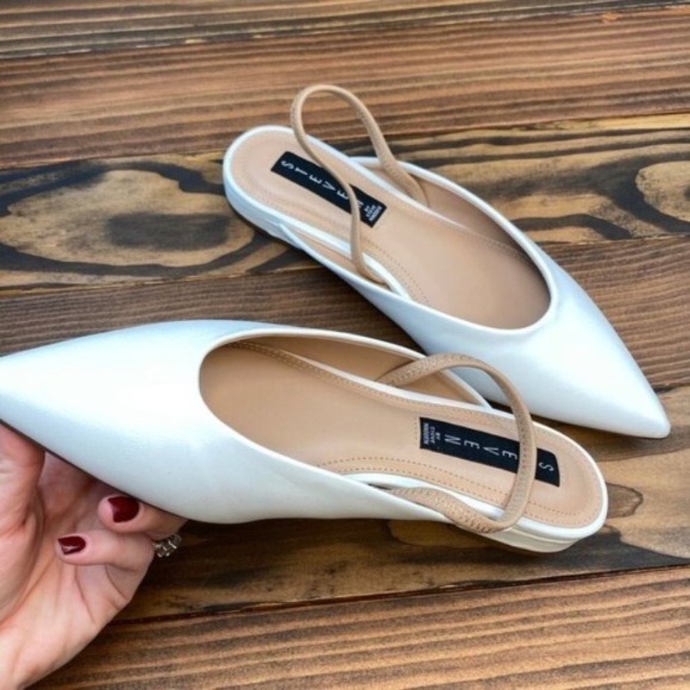 White Steve Madden 7.5 Lusta Slingback Pump Shoes - Picture 4 of 8